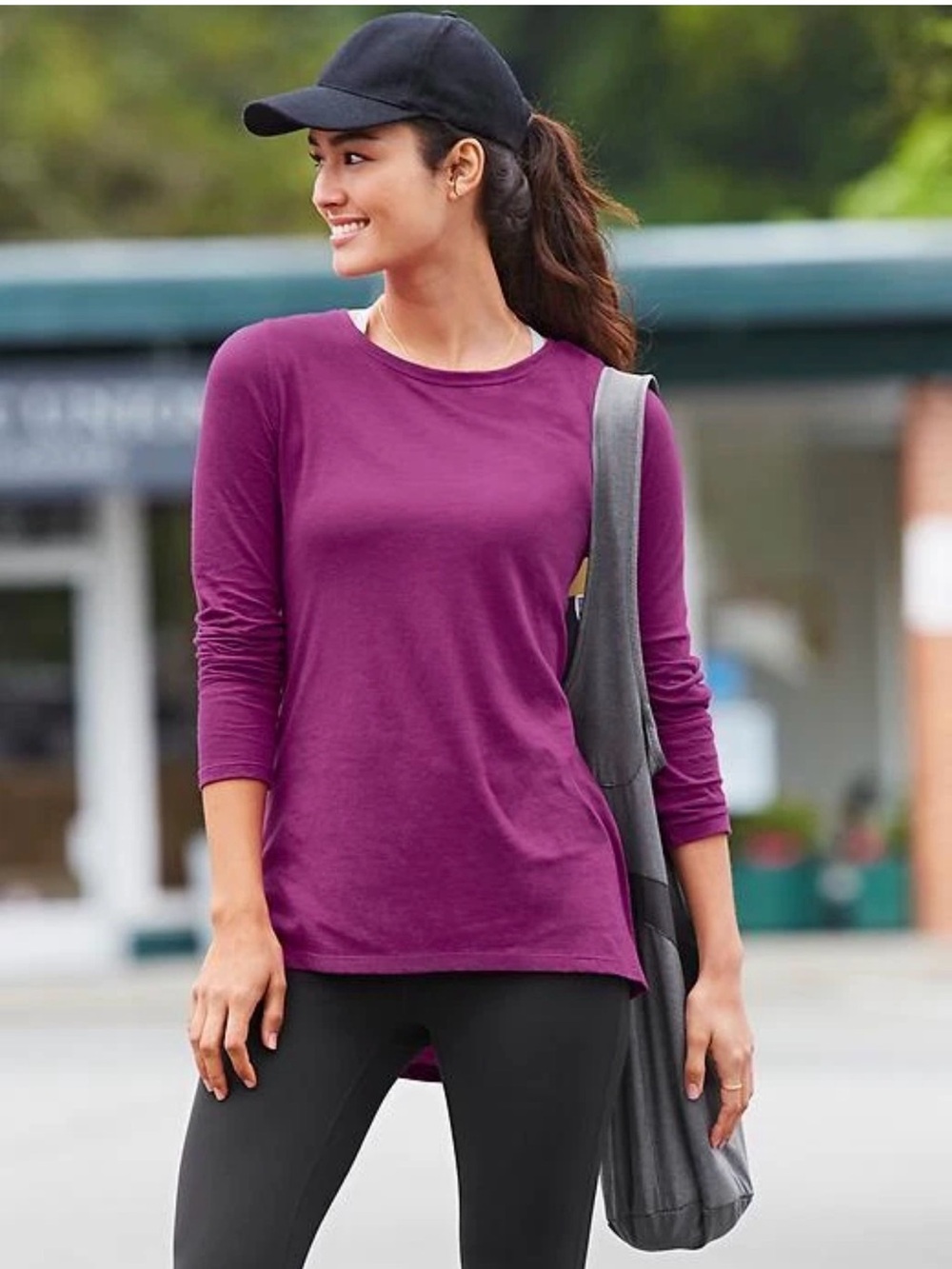 Athleta Transcend Siro Long Sleeve Yoga Top Jazzy Purple Heather Women’s M
